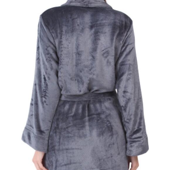 Miss Elaine Luxury Fleece Long Robe Ultra Soft Pewter Gray Size Medium - Picture 5 of 12